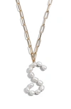 Baublebar Blair Hera Genuine Pearl Initial Pendant Necklace In Pearl S