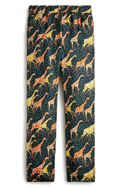 Jcrew Giraffe Print Pull-on Silk Pants In Spiced Saffron Multi