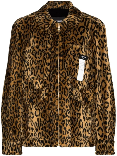 We11 Done Leopard-print Faux Fur Jacket In Brown