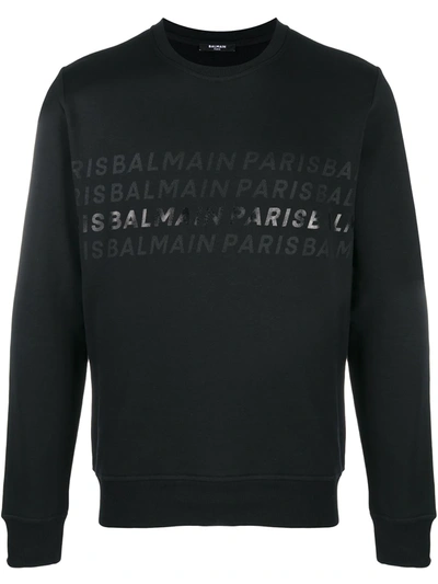 Balmain Repeat Logo Sweatshirt In Black