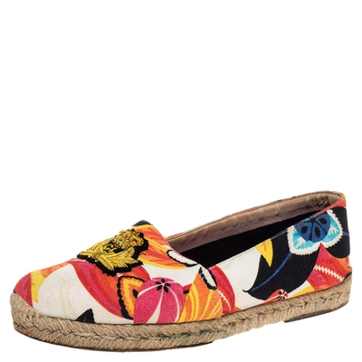 Pre-owned Christian Louboutin Multicolor Canvas Gala Embroidered Crest Flat Espadrille Loafers Size 40