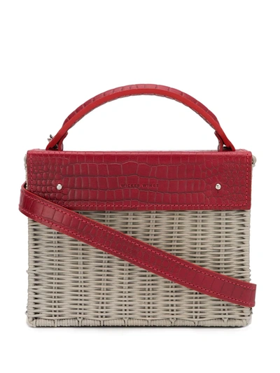 Wicker Wings Grey/red Canvas Handbag