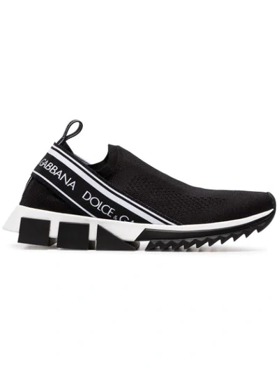 Dolce & Gabbana Black Sorrento Stretch Slip-on Sneakers In 8b956 Black