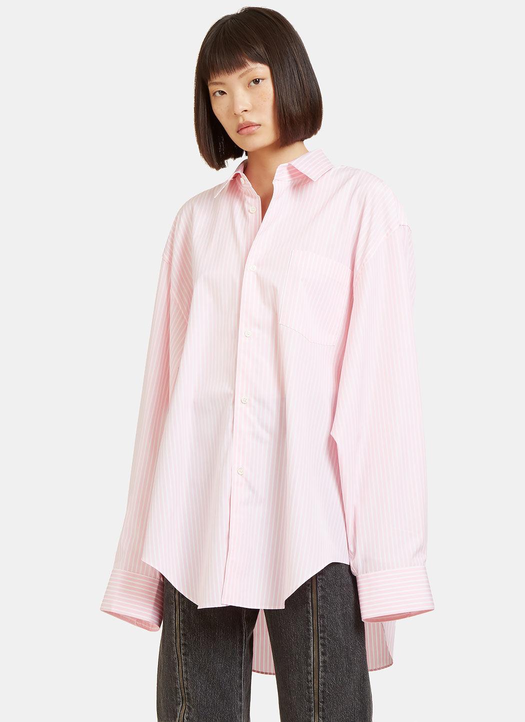 Vetements Women's Comme Des Garçons Oversized Striped Shirt In Pink And ...