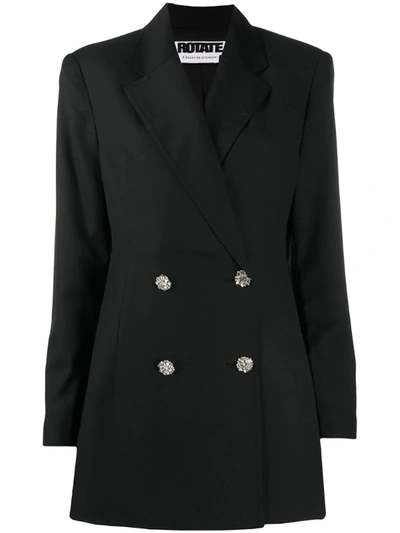 Rotate Birger Christensen Double-breasted Blazer With Jewel Button In Black
