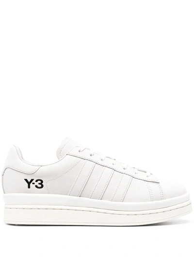 Y-3 Tonal Leather Trainers In White