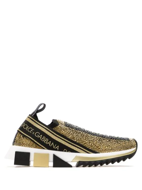 Dolce & Gabbana Sorrento Sneakers With Fusible Crystals In Beige/black |  ModeSens