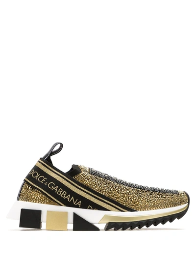 Dolce & Gabbana Sorrento Sneakers With Fusible Crystals In Gold