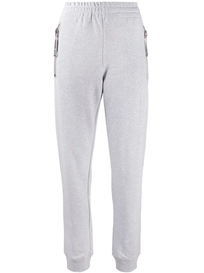 Moschino Oversized Zip Detail Fitted Sweatpants In Grey