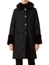 Jane Post Faux Fur-lined Storm Coat In Black