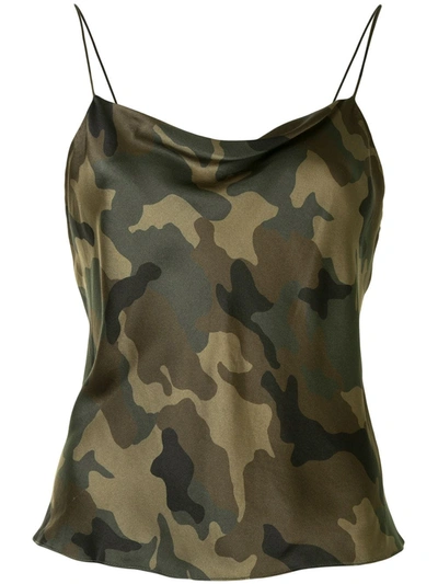 Alice And Olivia Camouflage Camisole Silk Top In Camo Girl