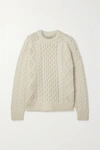 Loulou Studio Ciprianu Cable Knit Wool & Cashmere Sweater In White