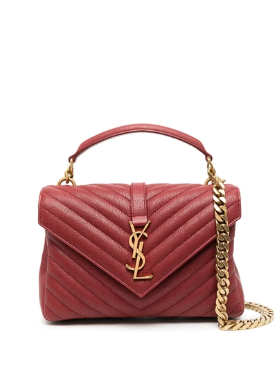 Saint Laurent Mng College Bag In Opyum Red