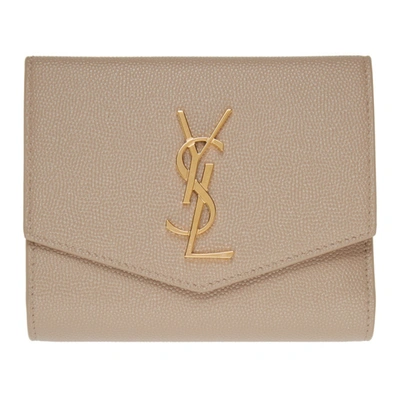 Saint Laurent Taupe Uptown Compact Wallet In 2721 Drkbei