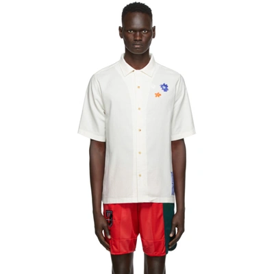 Mcq By Alexander Mcqueen Mcq White Flower Embroidery Short Sleeve Shirt In 9015 White