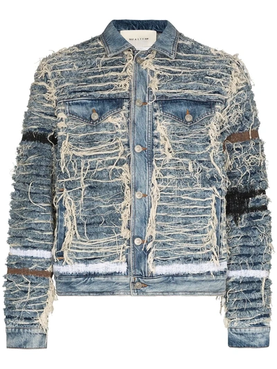 X Blackmeans Shredded Denim Jacket In Blue