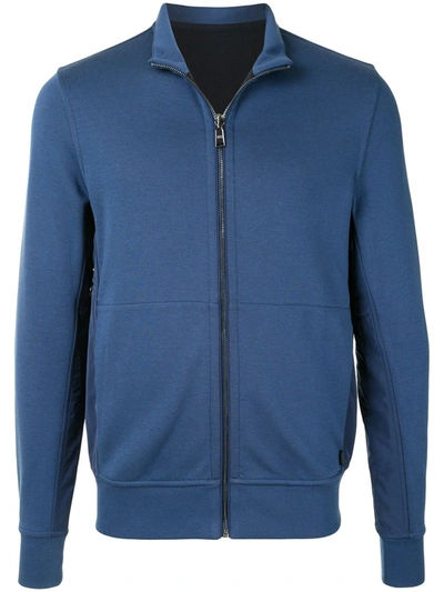 Hugo Boss Front Zip Sweatshirt In Blue