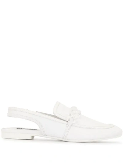 Senso Slingback Chain-link Loafers In White