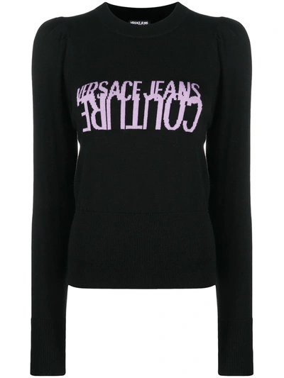 Versace Jeans Couture Logo Long-sleeve Jumper In Black