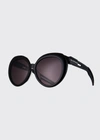 Balenciaga Contrast Round Gradient Sunglasses In Black