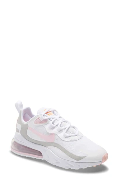 Nike Air Max 270 React Sneaker In White/ Pink Foam -total Orange