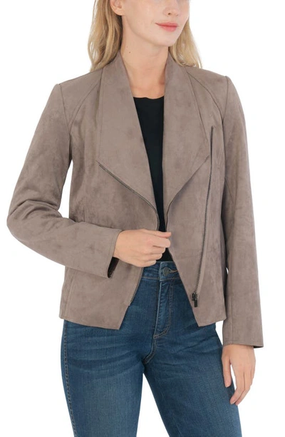 Kut From The Kloth Carina Faux Suede Drape Moto Jacket In Buff