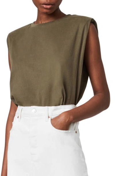 Allsaints Coni Cotton Tank In Khaki Green