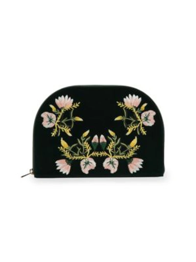 Wolf Zoe Embroidered Travel Jewelry Portfolio In Forest Green
