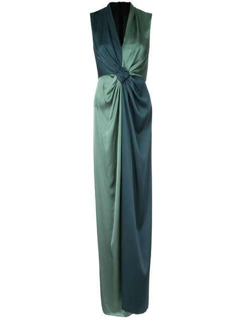 Paule Ka Long Woven Contrast Dress In Green | ModeSens