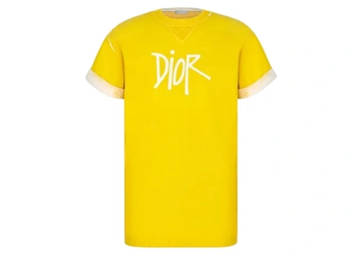 Pre-owned Dior  And Shawn Oversized Logo T-shirt Yellow