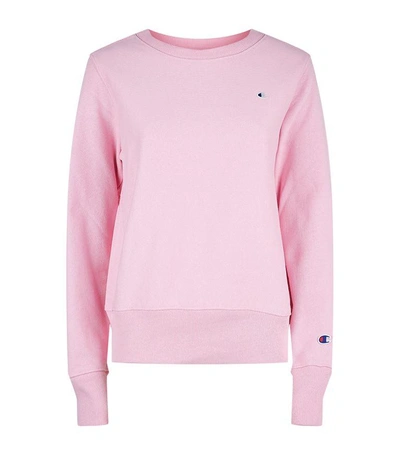 Champion Reverse Weave Terry Crew Neck Sweater In Pink