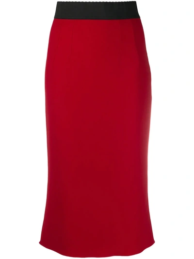 Dolce & Gabbana Midi Tube Skirt In Cady Fabric In Red