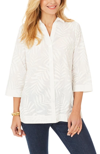 Foxcroft Evelina Long Sleeve Popover Blouse In White