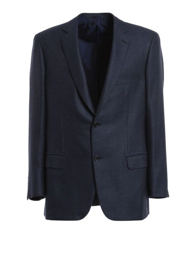 Brioni Colosseo Wool And Silk Blazer In Blue In Multi