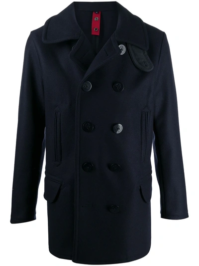 Fay Double-breasted Wool Coat In Blue