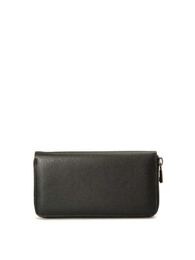 Brioni Saffiano Leather Zip Around Wallet In Black