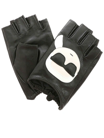 Karl Lagerfeld Babies' K/ikonik Fingerless Gloves In Black