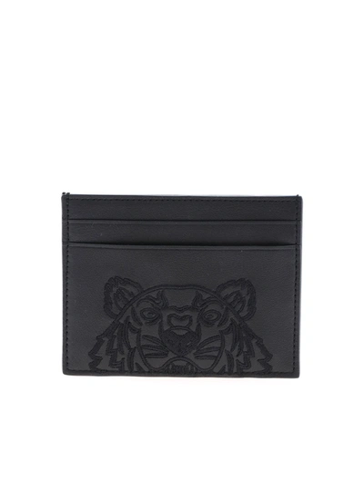 Kenzo Tiger Embroidery Card Holder In Black