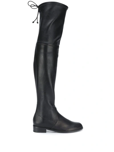 Stuart Weitzman Over The Knee Boots In Black Stretch Nappa Leather