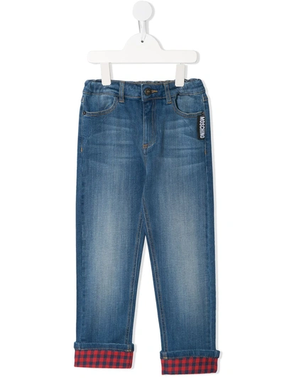 Moschino Kids' Turned-up Hem Jeans In Blue