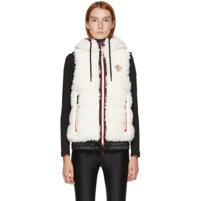 Moncler Maglia Hooded Shell-trimmed Faux Shearling Down Vest In White
