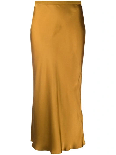 Anine Bing Bar Silk-satin Midi Skirt In Orange