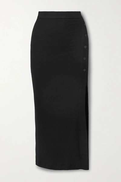 Alix Nyc Fordham Ribbed Stretch-modal Jersey Midi Skirt In Black