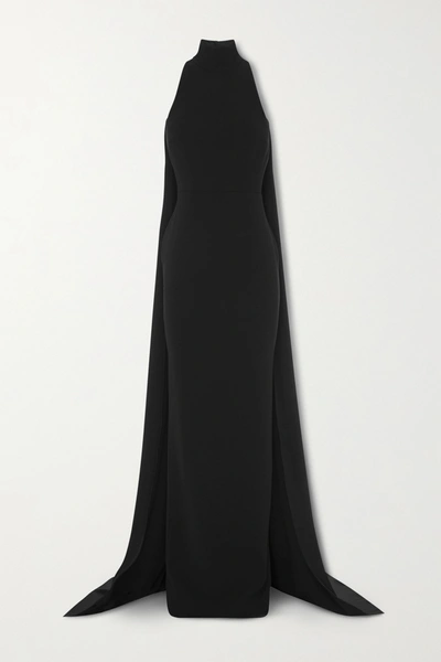 Alex Perry Langley Draped Crepe Gown In Black