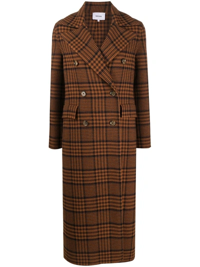 Nanushka Lana Double-breasted Checked Wool-blend Coat In Brown