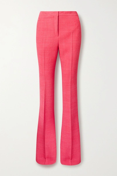 Akris Checked Wool-blend Flared Pants In Bubblegum