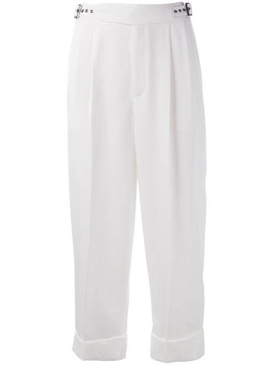 Tom Ford High Waisted Cropped Trousers In White