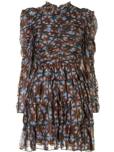 Ulla Johnson Siya Tiered Printed Silk And Lurex-blend Voile Mini Dress In Twilight Prism