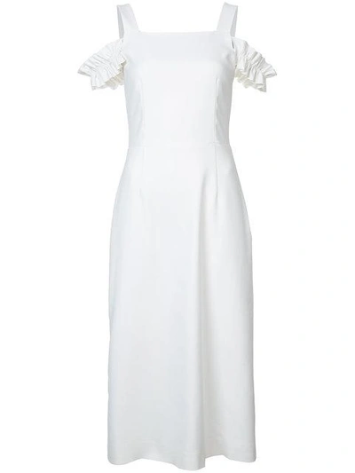 Mother Of Pearl Off-shoulders Ruffled Sleeves Dress In White