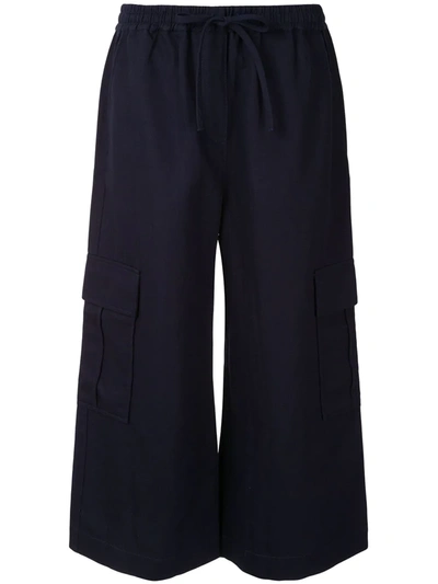 Kenzo Drawstring Cropped Trousers In Black